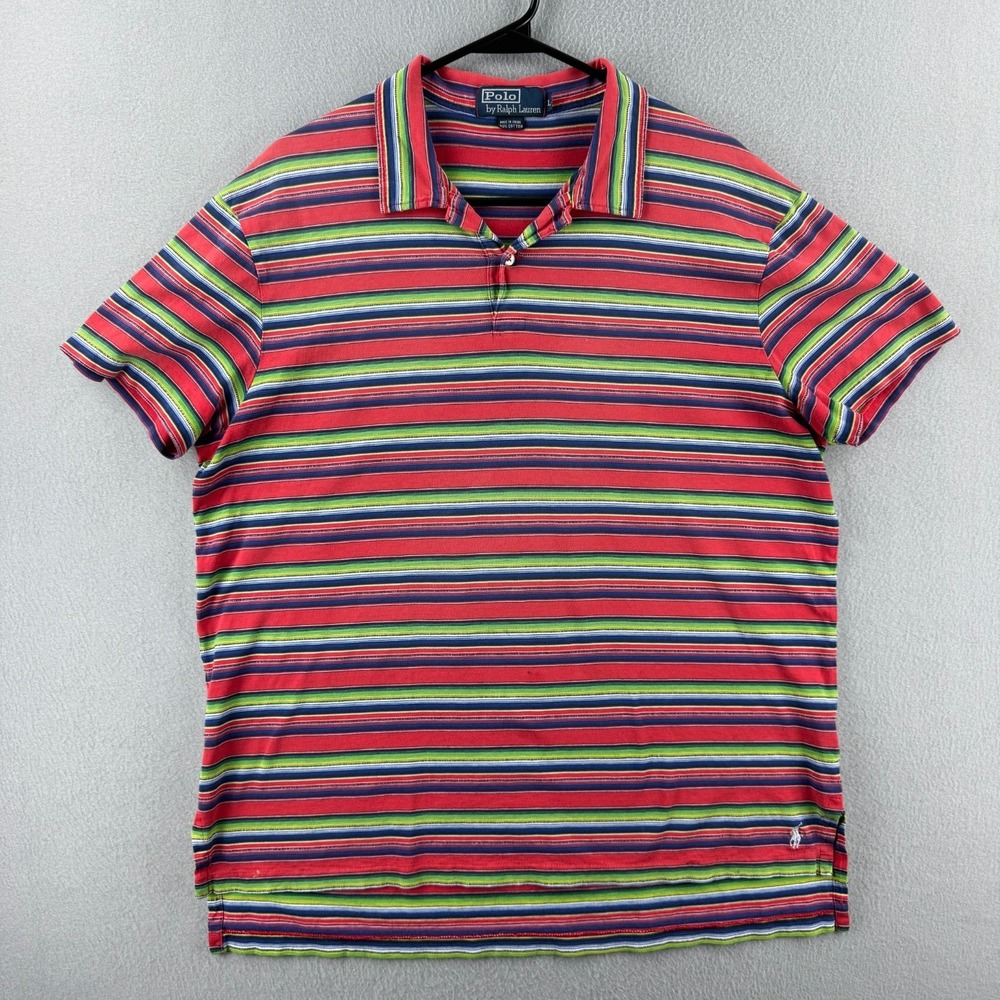 Vintage Polo Ralph Lauren Polo Shirt Mens Large Stripe Lightweight Cotton Summer